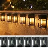 nipify Luz Solar Exterior Jardin, 6 Paquete Apliques Exteriores Solares, IP65 Aplique Pared Exterior Solar, Luces Solares Led Exterior Jardin para Valla Porche Pared Patio,Blanco Cálido