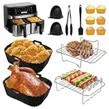 Freidoras de aire caliente, accesorios para freidora de aire caliente Russell Hobbs, 2 cámaras, 9 L, molde de silicona, accesorio para freidora de aire caliente Russell Hobbs, sin BPA, reutilizable