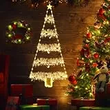 Geemoo Luces con 81 cm LED Arbol de Navidad, Luces Exterior Batería con Temporizador, 8 Modos,Guirnalda de Oropel de Navidad, Luces Decoración para Ventanas, Puerta, Regalo, Interior (Blanco Calido)