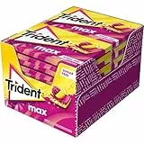 Trident Max Raspberry Lemon- Chicles sin Azúcar con Sabor a Frambuesa y Limón- Paquete de 12 Envases de 27 g