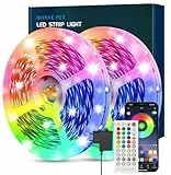 Bonve Pet Tira LED, Luces Led Habitación 20 Metros, Tiras Led Rgb Bluetooth Remoto Control de 40 Teclas y de APP,16 Millones de Colores, Led Strip Sincronización Musical para Decoración Fiesta Cocina