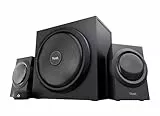 Trust Yuri Altavoces PC Gaming 2.1 con Subwoofer, 120 W, Jack 3,5 mm, Gestión de la Alimentación Inteligente, Sistema de Altavoces para Ordenador, Portátil, Smartphone, Tablet - Negro