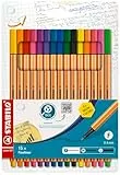 Rotulador punta fina STABILO point 88 - Estuche con 15 colores (neón)