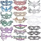 SIQUK 20 Piezas Máscara de Mascarada de Encaje Venecianas para Fiesta de Noche, Baile de Soltera y Disfraces, 9 Colores
