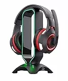 Trust Gaming GXT 265 Cintar Soporte para Auriculares RGB, Diseño Universal, 2 Puertos USB, Bordes Iluminados por LED, Soporte Cascos Gaming con Base Anti-Deslizante para Escritorio PC - Negro
