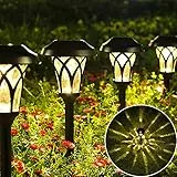Solpex Luces Solares para Exteriores, Luces Solares de Jardín, Paquete de 6, LED Blanco Cálido, Impermeables, Automáticas, Energía Solar, para Patio, Paisaje, Césped, Senda, Camino de Entrada (Negro)