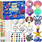 NLWMTI 81pcs Conchas que Brillan en la Oscuridad Pintar Manualidades para Niños, Regalo niña 4 5 6 7 8 años, DIY Glow in the Dark Pintura Niñas Juguetes Manualidades niña 4 5 6 7 8 años