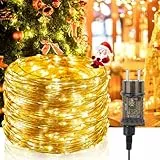 Guirnalda Luces 20M 200 LEDs, Cadena de Luces 8 Modes y Luz ajustable con Enchufe, Luce Navidad Impermeable IP65 para Navidad, Habitacion, Fiesta, Jardín, Bodas, Compleaños, Balcón - Blanco Cálido