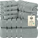 Utopia Towels - Juego de Toallas de Lujo de 8 Piezas, 2 Toallas de Baño, 2 Toallas de Mano y 4 Paños de Lavado, Juego de Toallas Altamente Absorbentes 97% Algodón Ring Spun(Gris frío)