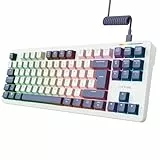 GXTrust 872 Xyra Teclado Mecánico Español QWERTY Gasket 80%, Teclado Gaming TKL Hot-Swap para Juegos con Cable USB, Iluminación RGB Programmable, Interruptores 5-Pin Leobog Lineales 60M, Blanco