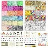 FEMBW Abalorios para Hacer Pulseras, DIY 6000+ 3mm Cuentas para Hacer Pulseras, Bisutería para Adultos, Smiley Charm Cuentas de Cristal para Hacer Pendientes