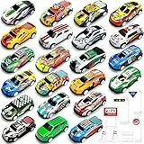 TOYABI Coches para Niños, Juguete Coche de Carreras, 22 Pack Micromachines de Retroceso de Metal con 8 Obstáculos, Mini Racers Cars Juguetes 3 4 5 6 7 8 Años, Navidad Cumpleaños Fiesta Regalos
