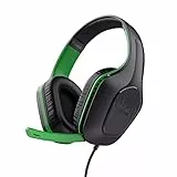 Trust Gaming GXT 415X Zirox Ligeros Cascos Gaming para Xbox Series X/S con Drivers de 50 mm, Conexión 3.5 mm, Micrófono Plegable, Auriculares con Cable 1,2 m, Cascos Over-Ear - Negro/Verde