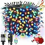 NEXVIN Luces Navidad Exterior - 25M Luces de Navidad Arbol 200 LED Colores con Música, Guirnalda Luces Exterior con 8 Modos Función de Memoria, Decoracion Navidad para Exterior Interior Jardín