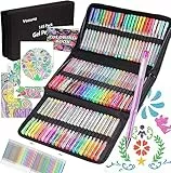 Juego de 145 bolígrafos de gel con purpurina, 72 colores únicos y 72 recambios con 1 libro para colorear para niños, adultos, dibujo, garabatos, manualidades, álbumes de recortes