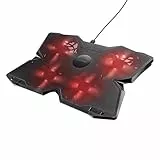 Trust Gaming GXT 278 Yozu Base de Refrigeración para Portátiles Gaming 17,3', Iluminación Roja, 4 Ventiladores, Soporte para Portátil, Altura Ajustable, Alimentación USB - Negro