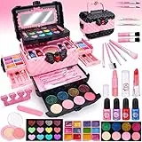 Chennyfun Kit de Maquillaje Niñas, 53 Piezas Kit de Maquillaje para Niñas Lavable, Juego de Maquillaje Seguro y No Tóxico, Cosméticos Lavables, Regalo de cumpleaños y Navidad para niñas de 4-8