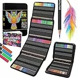 132 Lápices Colores Profesionales con Bolsa de Cremallera Portátil Premium Negra. Lápices de Dibujo Profesional Perfectos Para Adultos y Artistas que Dibujan, Colorear y Esbozar