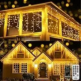Qedertek 612 LED Cortina de luces, 15M Guirnalda Luces de Hada Decorativas Navidad, Luces de Navidad Blanco uces Calido, Cortina Luces Decoración para Navidad, Ventana, Balcón, Bar, Boda