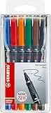 Stabilo OHPen Universal - Rotuladores permanentes (6 unidades, punta redonda, colores negro, azul, marrón, verde, rojo, polipropileno, grosor de trazo fino, diámetro: 0,7 mm)