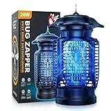 YEEFON Lámpara Antimosquitos Eléctrico, 20 W Lámpara Mata Insectos con Cepillo Limpio, UV Exterminador de Moscas, Silencioso, Impermeable IPX4, Efectivo de 80 m² para Interior y Exterior