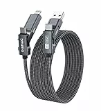 Multi Cable de Carga Rápida 4 en 1 [1M] Multi USB Cargador Cable 100W PD con USB A a USBC/Lightning, USB-C a USB C/Lightning para iPhone 16 15 14 Pro/MacBook/iPad/Samsung Galaxy S23 S22 S21