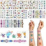 ACWOO Tatuajes Temporales Niños Pegatinas, 30 Hojas Tatuajes Reloj Monstruo Circo Infantiles Pegatinas, Impermeables Regalo Decorativo para Cumpleaños Fiesta Festivales Para Niños Niña Adultos