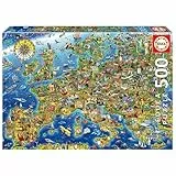 Educa - Puzzle de 500 Piezas para Adultos | Mapa de Europa. Incluye Pegamento Fix Puzzle. A Partir de 11 años (17962)