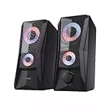 Trust Gaming GXT 606B Javv Altavoces PC Gaming 2.0 con Iluminación RGB, 12W (6W RMS), Alimentación USB, Jack 3,5 mm, Altavoz Estéreo, Sistema de Altavoces para Ordenador, Portátil - Negro