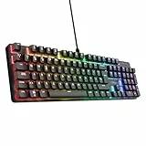 Trust GXT 871 Zora Teclado Mecánico Español QWERTY con Iluminación RGB, Interruptores Lineales Huano, N-Key Rollover Anti-ghosting, Teclado Gaming Programmable con Cable USB para PC Portátil