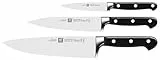 ZWILLING Juego de cuchillos, 3 piezas, cuchillo para manteca de cerdo, para carne, de chef, Mango especial de acero inoxidable/plástico, Professional S
