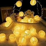 A.bigwhale Guirnaldas Luces Farolillos, Luces de cadena de linterna Interior 16 LED Blanco Cálido Decoración Farolillos con Temporizador, para dormitorio, boda, fiesta, patio