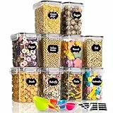 GoMaihe 1.6L Botes Cocina, Juego de 10 Piezas de Recipiente de Botes Cocina Almacenaje de Plástico de Alimentos Sellados con Tapa, Se Utiliza para Almacenar Cereales, Pasta, Arroz, Harina, Etc