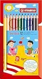 STABILO Lápiz de color triangular Trio Thick - Estuche con 12 colores