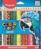 Maped - Pinturas de Madera - Lápices de Colores Animals - 24 Pinturas con Estampados de Animales - Presentación en Caja de Cartón.