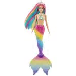Barbie Muñeca Sirena - Función de Cambio de Color con Agua - Look Fantasía - Pelo Arcoíris y Tiara - Cola Multicolor - Regalo para Niños de 3-7 Años