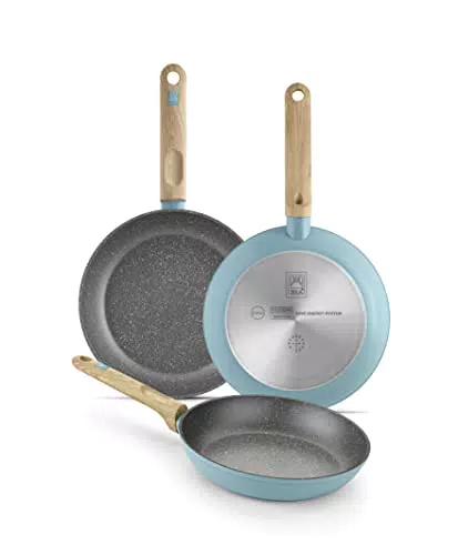 BRA Set de sartenes 18-22-26 cm, aluminio forjado con antiadherente