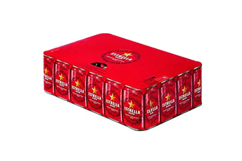 Damm - Cerveza Estrella Damm, Caja de 24 Latas 33cl