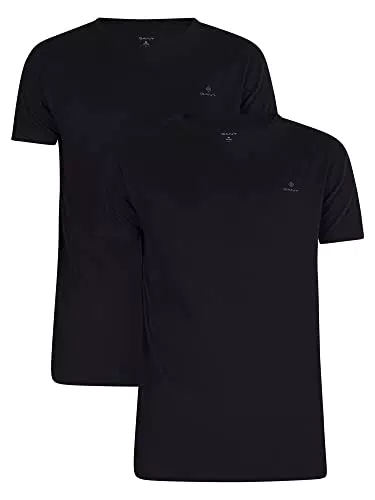 GANT C-Neck T-Shirt 2-Pack Camiseta, Black, M para Hombre