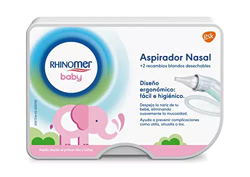 Rhinomer Baby, Aspirador Nasal Para Bebé + 2 Recambios Blandos Desechables Con Filtro Absorvente