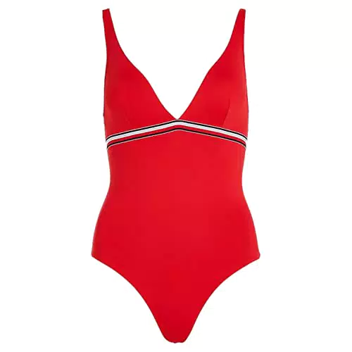 Tommy Hilfiger Mujer Bañador con Aberturas, Rojo, XL