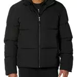 Amazon Essentials Plumífero de Cuello Mock Hombre, Negro