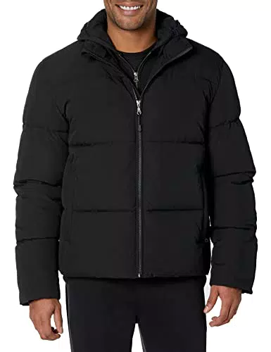 Amazon Essentials Plumífero de Cuello Mock Hombre, Negro