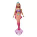 Barbie Sirena Muñeca con pelo rosa, cola ombré, corona azul y aletas esculpidas