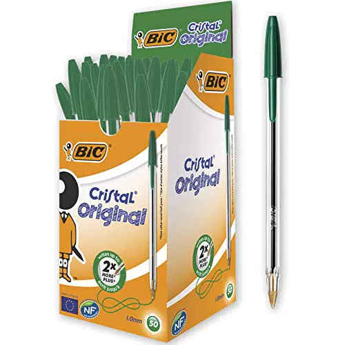 BIC 8373629 Cristal Original - Caja de 50 unidades, bolígrafos punta media 1.0 mm