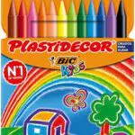 BIC Kids Plastidecor - Ceras para colorear, antimanchas para actividades creativas en casa y el colegio