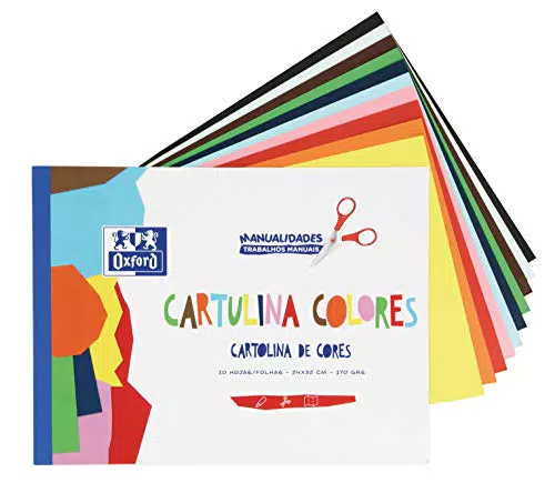 Bloc de Cartulinas de Colores Oxford 10 Hojas en 10 colores surtidos encoladas. Cartulina de 170gr
