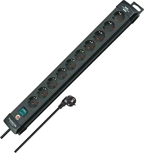 Brennenstuhl Premium-Line regleta de enchufes con 10 tomas de corriente negro