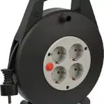 Brennenstuhl Vario-Line enrollacables doméstico con 4 enchufes negro/gris