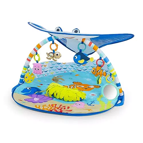Bright Starts, Disney Baby, Gimnasio y Manta de Actividades para bebé Buscando a Nemo - 20+ min de luces y música